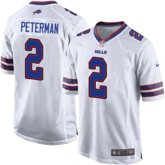 Men's Nike Buffalo Bills 2 Nathan Peterman Game White NFL Jersey