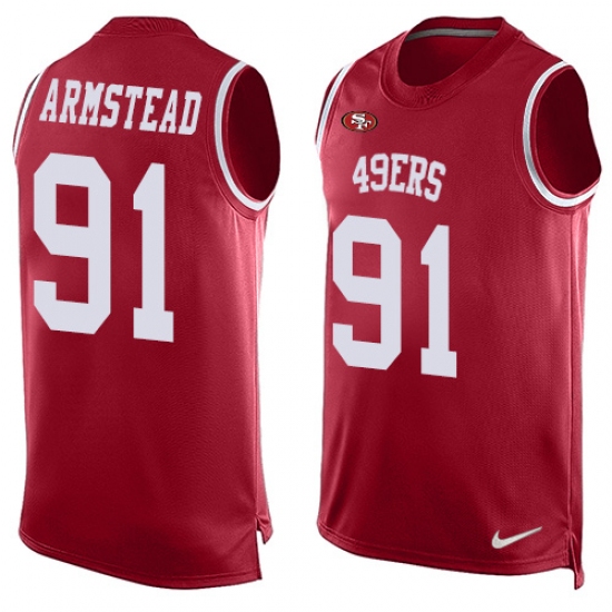 Men's Nike San Francisco 49ers 91 Arik Armstead Limited Red Player Name & Number Tank Top NFL Jersey