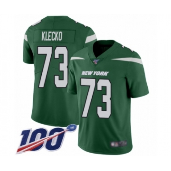 Men's New York Jets 73 Joe Klecko Green Team Color Vapor Untouchable Limited Player 100th Season Football Jersey