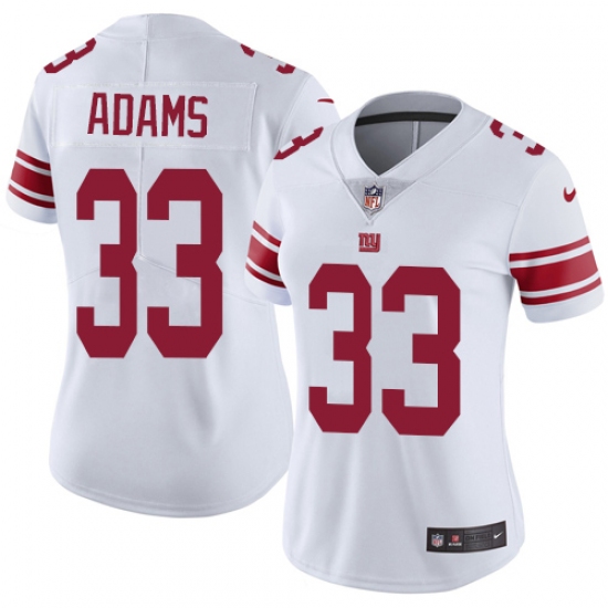 Women's Nike New York Giants 33 Andrew Adams White Vapor Untouchable Limited Player NFL Jersey