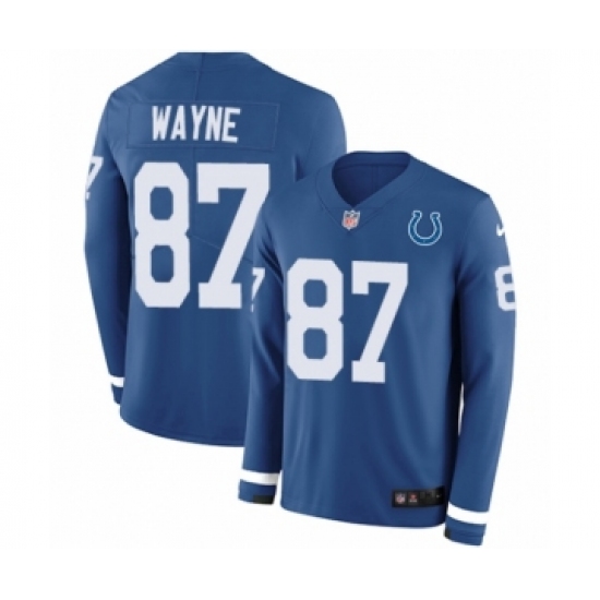 Men's Nike Indianapolis Colts 87 Reggie Wayne Limited Blue Therma Long Sleeve NFL Jersey