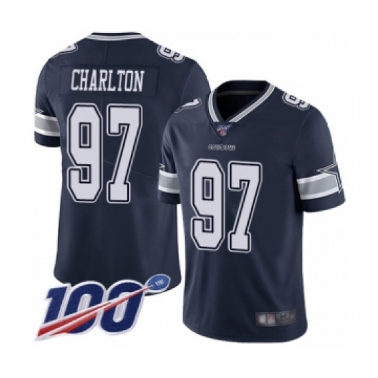 Men's Dallas Cowboys 97 Taco Charlton Navy Blue Team Color Vapor Untouchable Limited Player 100th Season Football Jersey