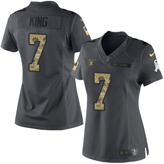 Women's Nike Oakland Raiders 7 Marquette King Limited Black 2016 Salute to Service NFL Jersey
