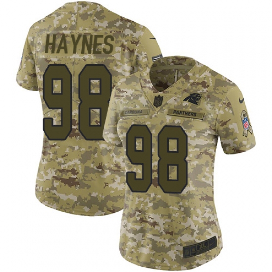 Women's Nike Carolina Panthers 98 Marquis Haynes Limited Camo 2018 Salute to Service NFL Jersey