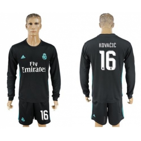Real Madrid 16 Kovacic Away Long Sleeves Soccer Club Jersey