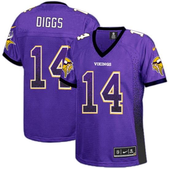 Women's Nike Minnesota Vikings 14 Stefon Diggs Elite Purple Drift Fashion NFL Jersey