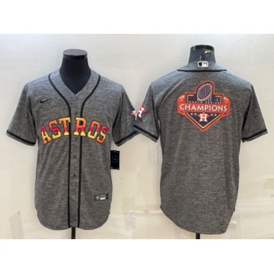 Men's Houston Astros Grey Gridiron Team Big Logo Cool Base Stitched Baseball Jersey