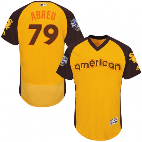 Men's Majestic Chicago White Sox 79 Jose Abreu Yellow 2016 All-Star American League BP Authentic Collection Flex Base MLB Jersey