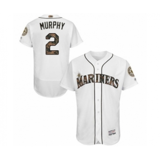 Men's Seattle Mariners 2 Tom Murphy Authentic White 2016 Memorial Day Fashion Flex Base Baseball Player Jersey