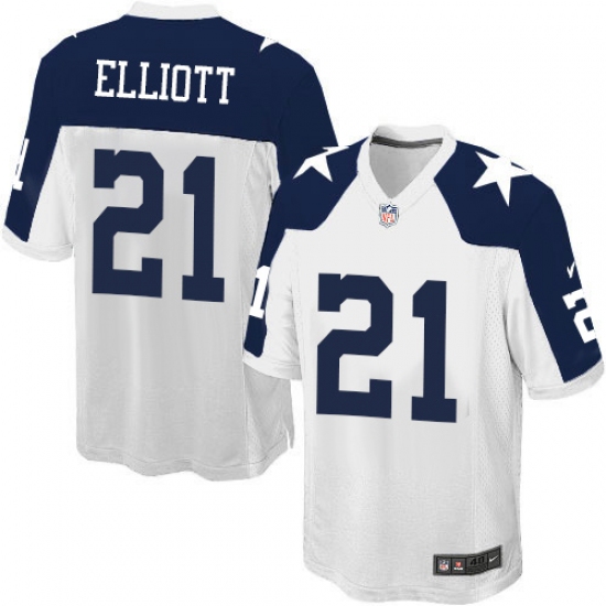 Men's Nike Dallas Cowboys 21 Ezekiel Elliott Game White Throwback Alternate NFL Jersey