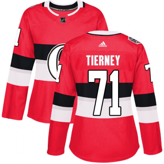 Women's Adidas Ottawa Senators 71 Chris Tierney Authentic Red 2017 100 Classic NHL Jersey