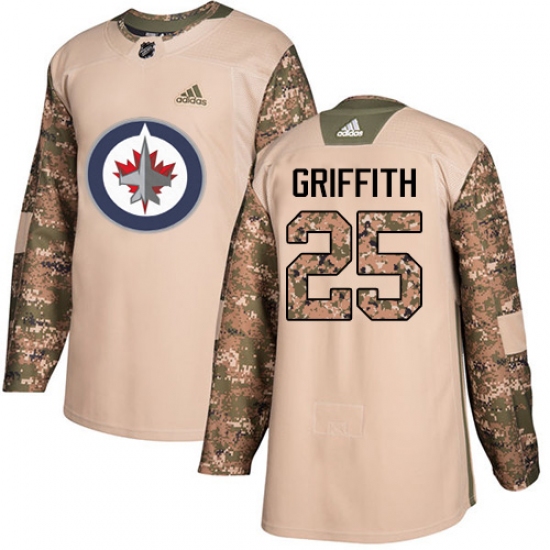 Youth Adidas Winnipeg Jets 25 Seth Griffith Authentic Camo Veterans Day Practice NHL Jersey