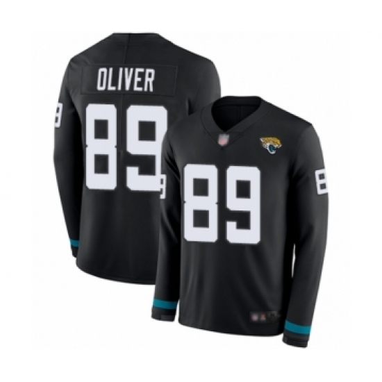 Men's Jacksonville Jaguars 89 Josh Oliver Limited Black Therma Long Sleeve Football Jersey