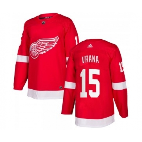 Men's Detroit Red Wings 15 Jakub Vrana Adidas Authentic Home Red Jersey