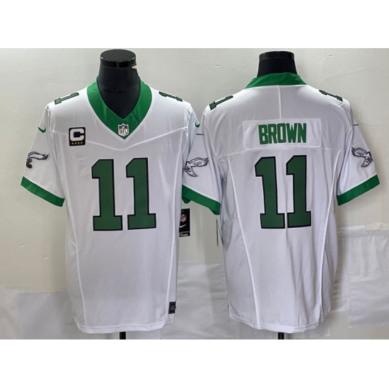 Men's Nike Philadelphia Eagles 11 AJ Brown White 2023 F.U.S.E. Vapor Untouchable C Stitched Football Jersey