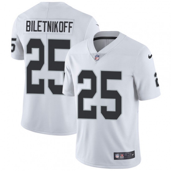 Men's Nike Oakland Raiders 25 Fred Biletnikoff White Vapor Untouchable Limited Player NFL Jersey