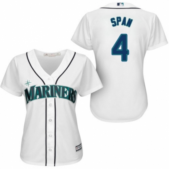 Women's Majestic Seattle Mariners 4 Denard Span Replica White Home Cool Base MLB Jersey