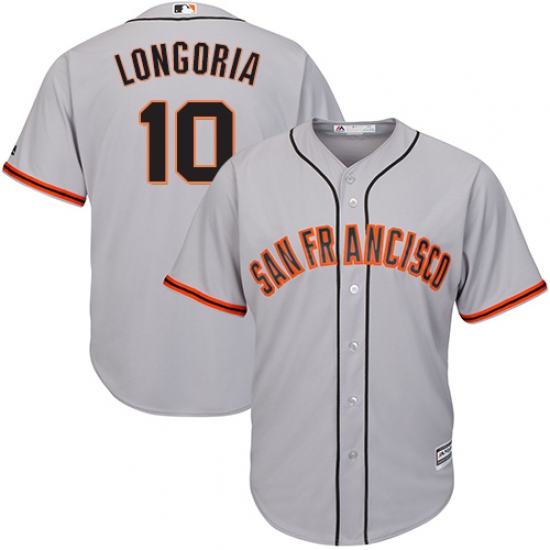 Youth Majestic San Francisco Giants 10 Evan Longoria Authentic Grey Road Cool Base MLB Jersey