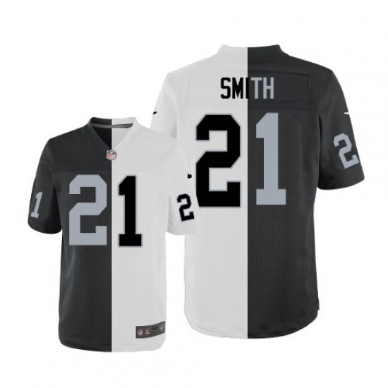 Men's Nike Oakland Raiders 21 Sean Smith Elite Black/White Split Fashion NFL Jersey
