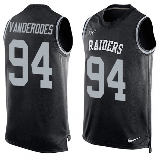 Men's Nike Oakland Raiders 94 Eddie Vanderdoes Limited Black Player Name & Number Tank Top NFL Jersey