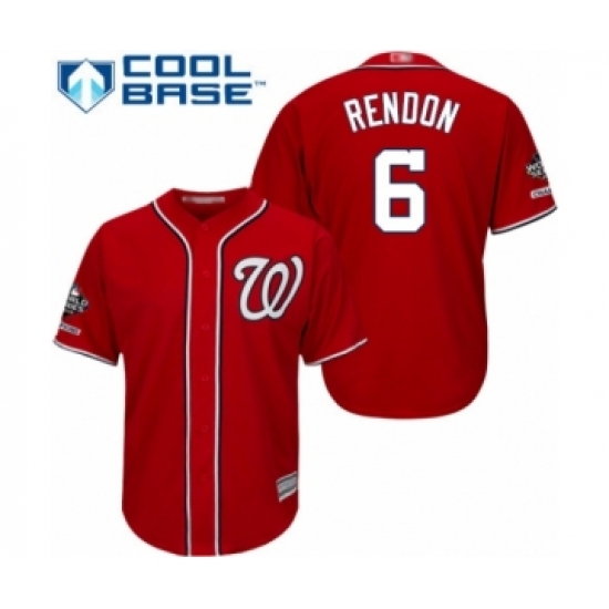 Youth Washington Nationals 6 Anthony Rendon Authentic Red Alternate 1 Cool Base 2019 World Series Champions Baseball Jersey