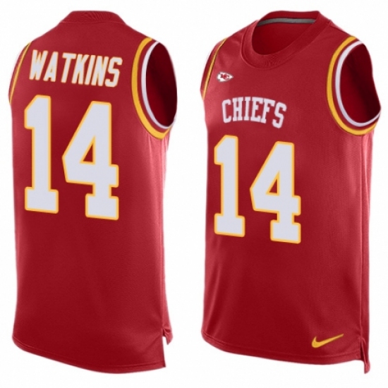 Men's Nike Kansas City Chiefs 14 Sammy Watkins Limited Red Player Name & Number Tank Top NFL Jersey