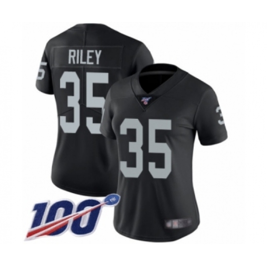 Women's Oakland Raiders 35 Curtis Riley Black Team Color Vapor Untouchable Limited Player 100th Season Football Jersey