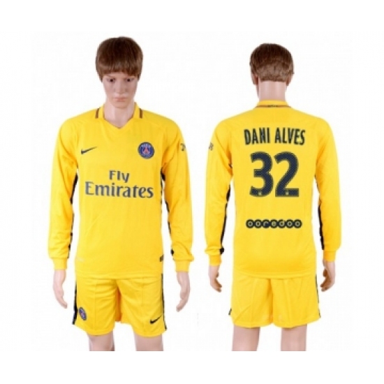 Paris Saint-Germain 32 Dani Alves Away Long Sleeves Soccer Club Jersey