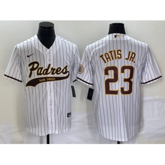 Men's San Diego Padres 23 Fernando Tatis Jr. White Cool Base Stitched Baseball Jersey