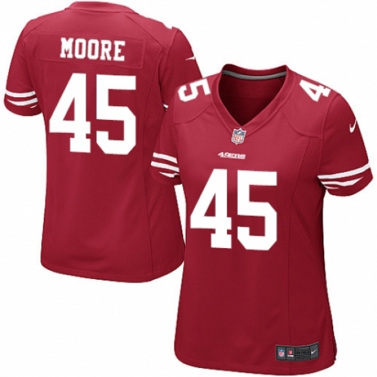 Women's Nike San Francisco 49ers 45 Tarvarius Moore Game Red Team Color NFL Jersey