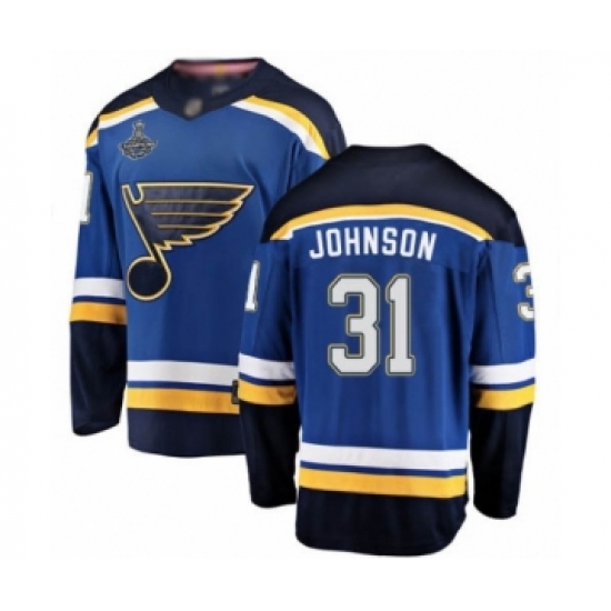 Youth St. Louis Blues 31 Chad Johnson Fanatics Branded Royal Blue Home Breakaway 2019 Stanley Cup Champions Hockey Jersey