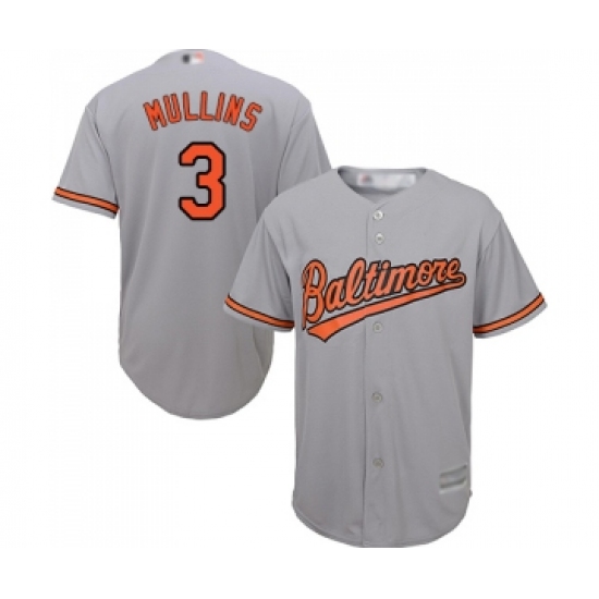 Men's Baltimore Orioles 3 Cedric Mullins Replica Grey Road Cool Base Baseball Jersey