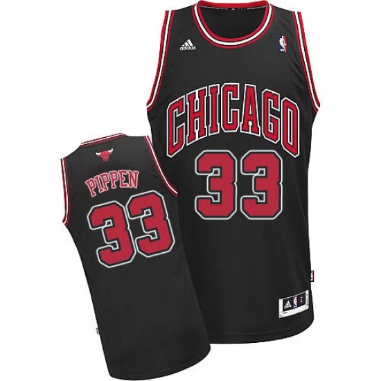 Men's Adidas Chicago Bulls 33 Scottie Pippen Swingman Black Alternate NBA Jersey