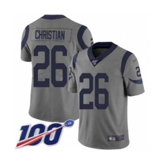 Youth Los Angeles Rams 26 Marqui Christian Limited Gray Inverted Legend 100th Season Football Jersey