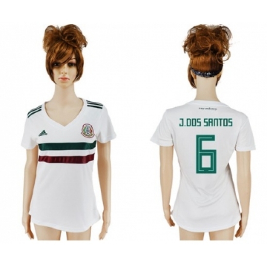 Women's Mexico 6 J.Dos Santos Away Soccer Country Jersey