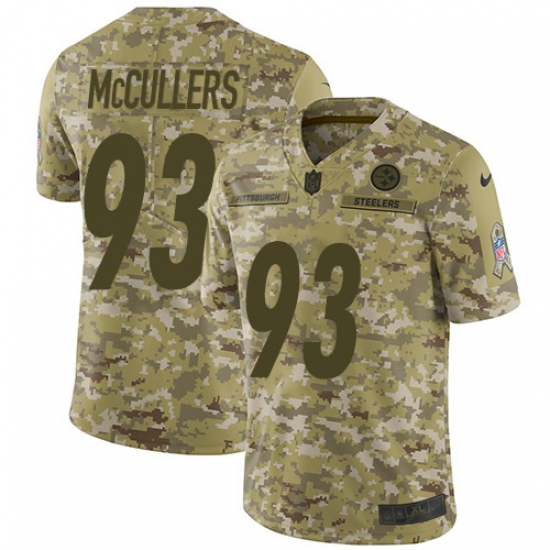 Men's Nike Pittsburgh Steelers 93 Dan McCullers Limited Camo 2018 Salute to Service NFL Jerseyy