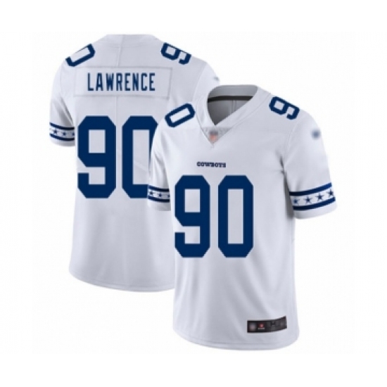Men's Dallas Cowboys 90 DeMarcus Lawrence White Team Logo Fashion Limited Football Jersey