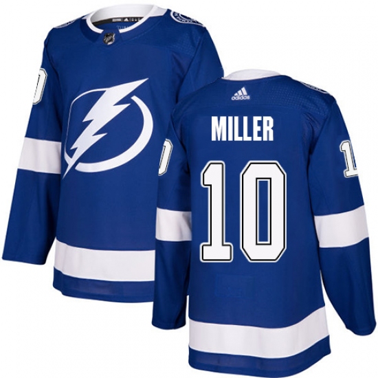 Men's Adidas Tampa Bay Lightning 10 J.T. Miller Authentic Royal Blue Home NHL Jersey