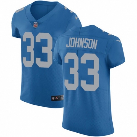 Men's Nike Detroit Lions 33 Kerryon Johnson Blue Alternate Vapor Untouchable Elite Player NFL Jersey