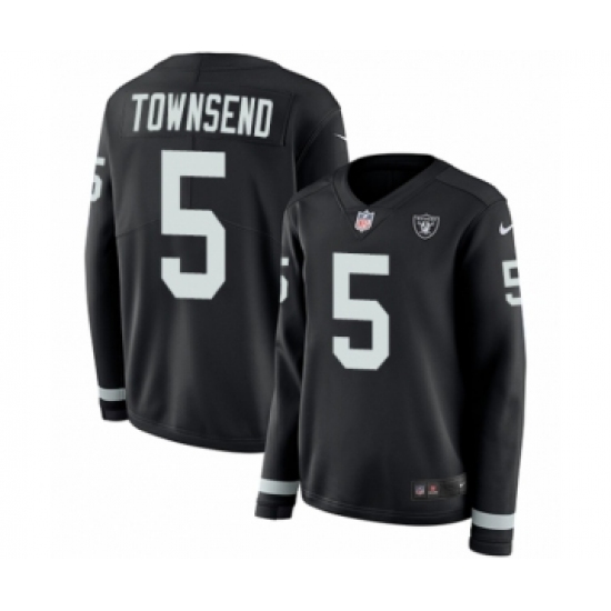 Women's Nike Oakland Raiders 5 Johnny Townsend Limited Black Therma Long Sleeve NFL Jersey