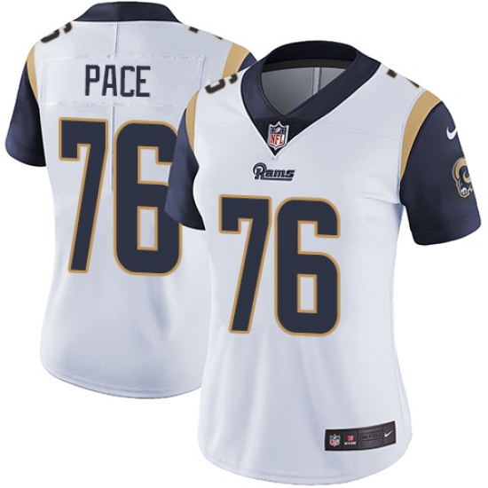 Women's Nike Los Angeles Rams 76 Orlando Pace White Vapor Untouchable Limited Player NFL Jersey