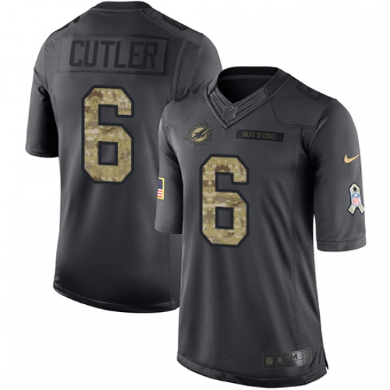 Men's Nike Miami Dolphins 6 Jay Cutler Limited Black 2016 Salute to Service NFL Jersey