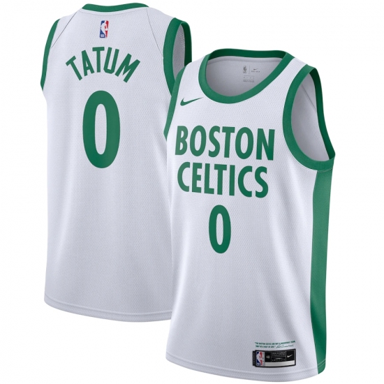Youth Boston Celtics 0 Jayson Tatum Nike White 2020-21 Swingman Jersey