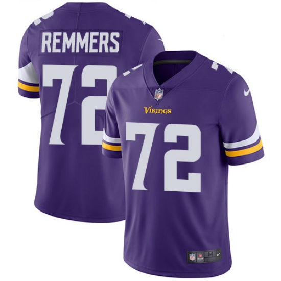 Men's Nike Minnesota Vikings 72 Mike Remmers Purple Team Color Vapor Untouchable Limited Player NFL Jersey