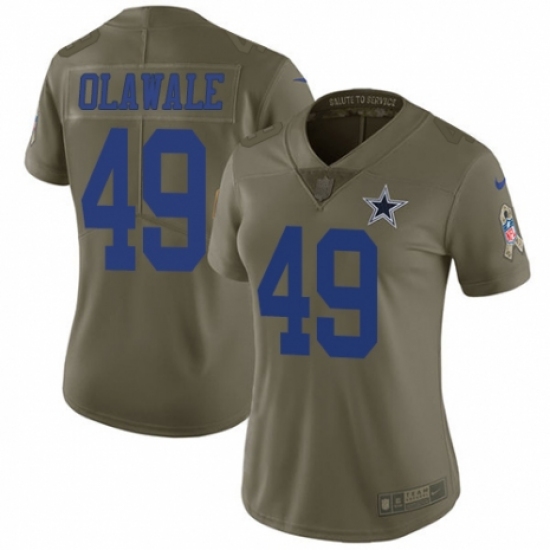 Women's Nike Dallas Cowboys 49 Jamize Olawale Limited Olive 2017 Salute to Service NFL Jersey