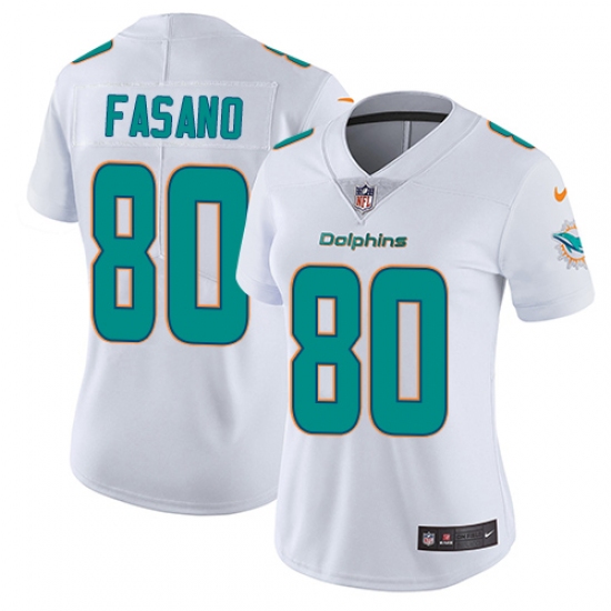 Women's Nike Miami Dolphins 80 Anthony Fasano White Vapor Untouchable Limited Player NFL Jersey