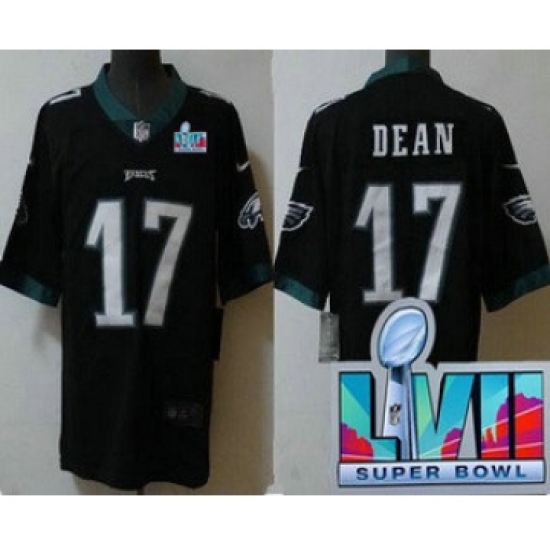 Men's Philadelphia Eagles 17 Nakobe Dean Limited Black Super Bowl LVII Vapor Jersey