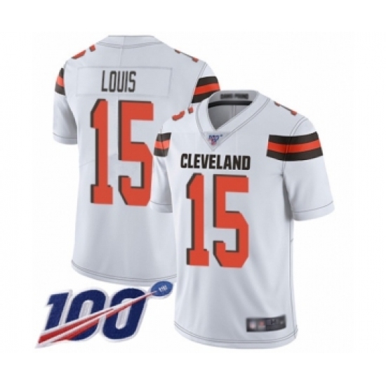 Men's Cleveland Browns 15 Ricardo Louis White Vapor Untouchable Limited Player 100th Season Football Jersey