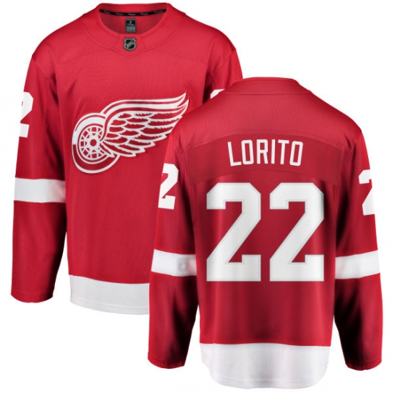 Youth Detroit Red Wings 22 Matthew Lorito Fanatics Branded Red Home Breakaway NHL Jersey