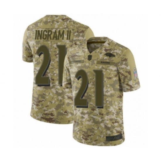 Youth Baltimore Ravens 21 Mark Ingram II Limited Camo 2018 Salute to Service Football Jersey